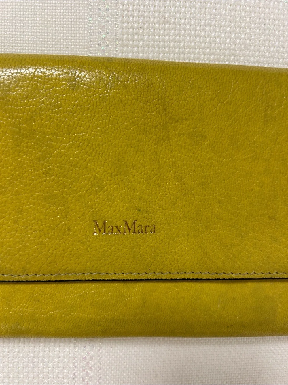 MaxMara Olive-Yellow Leather Fold Wallet